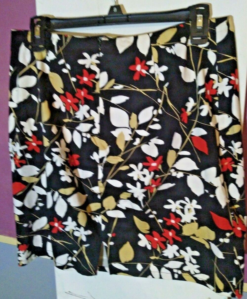 Allison Taylor Petite Skirt Mini Straight Floral Red Beige Black White 10P
